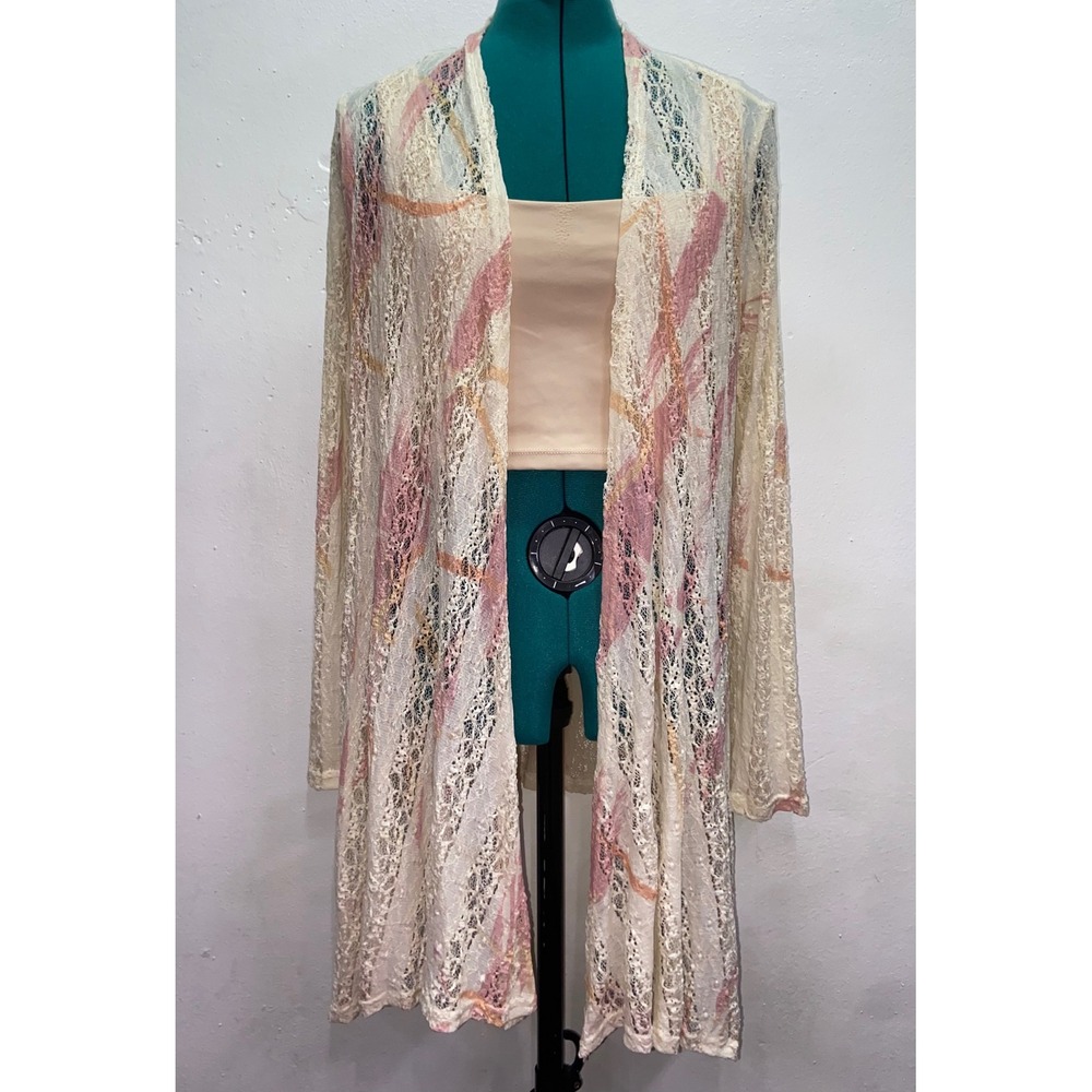 Origami by Vivien Flowy Lace Cardigan Dainty Festival Open Front Boho Fairy S/M